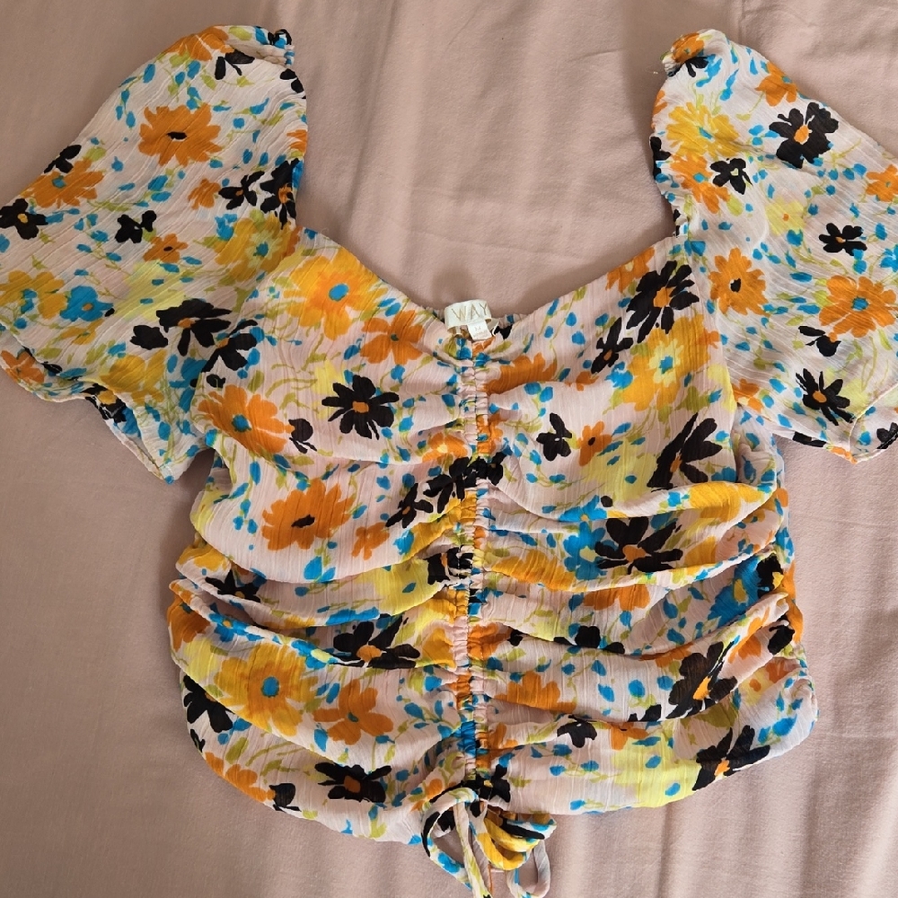 Wayf Multicolor Floral Ruched Blouse
